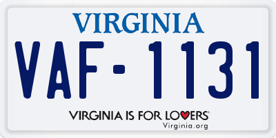 VA license plate VAF1131