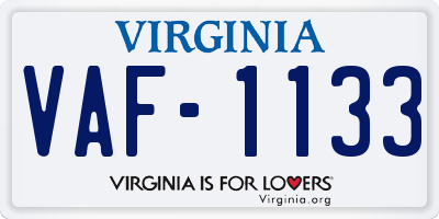 VA license plate VAF1133