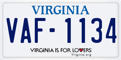 VA license plate VAF1134