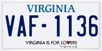 VA license plate VAF1136