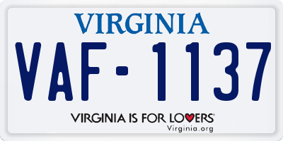 VA license plate VAF1137
