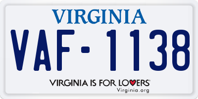 VA license plate VAF1138