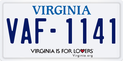VA license plate VAF1141