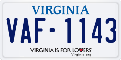 VA license plate VAF1143