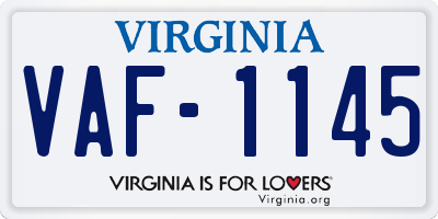 VA license plate VAF1145