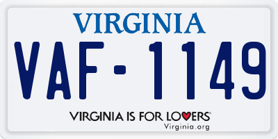 VA license plate VAF1149