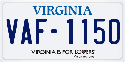 VA license plate VAF1150