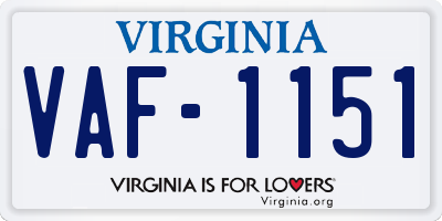 VA license plate VAF1151