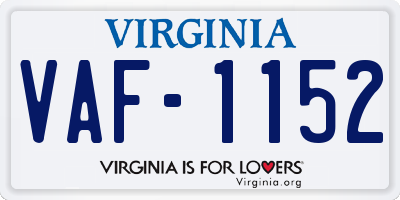 VA license plate VAF1152