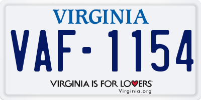 VA license plate VAF1154