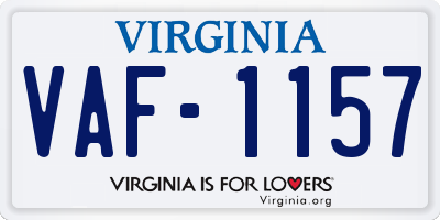 VA license plate VAF1157
