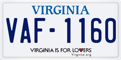 VA license plate VAF1160