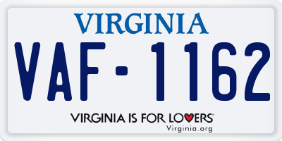 VA license plate VAF1162