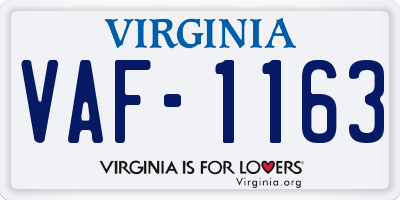 VA license plate VAF1163