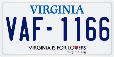 VA license plate VAF1166