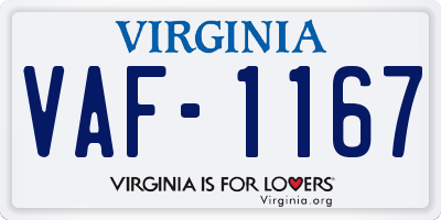VA license plate VAF1167