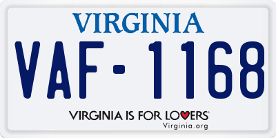 VA license plate VAF1168