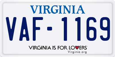 VA license plate VAF1169