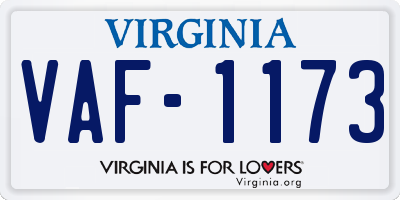 VA license plate VAF1173