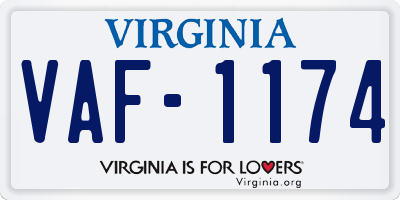 VA license plate VAF1174