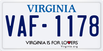 VA license plate VAF1178