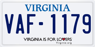 VA license plate VAF1179