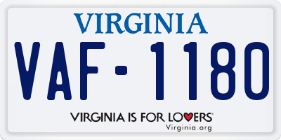 VA license plate VAF1180