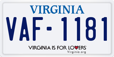 VA license plate VAF1181
