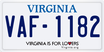 VA license plate VAF1182