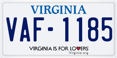 VA license plate VAF1185