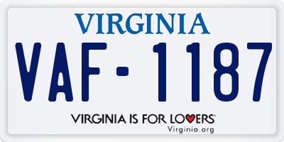 VA license plate VAF1187