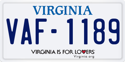 VA license plate VAF1189