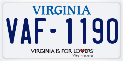 VA license plate VAF1190
