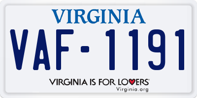 VA license plate VAF1191