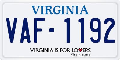 VA license plate VAF1192