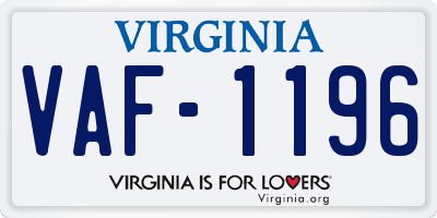 VA license plate VAF1196