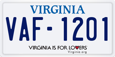 VA license plate VAF1201