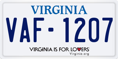 VA license plate VAF1207