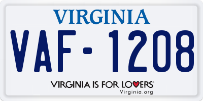 VA license plate VAF1208