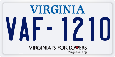VA license plate VAF1210