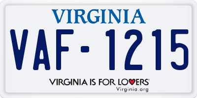 VA license plate VAF1215