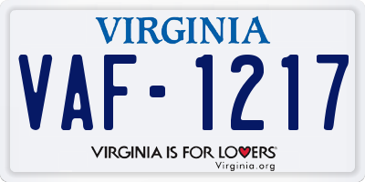 VA license plate VAF1217