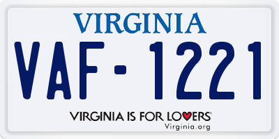 VA license plate VAF1221