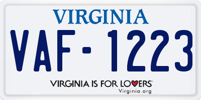 VA license plate VAF1223