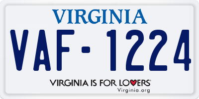 VA license plate VAF1224