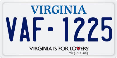 VA license plate VAF1225