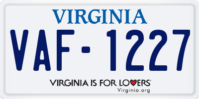 VA license plate VAF1227