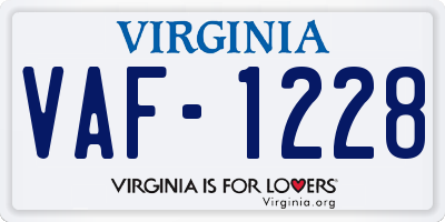 VA license plate VAF1228