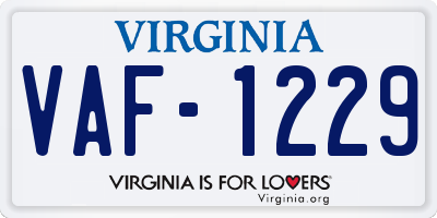 VA license plate VAF1229
