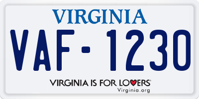 VA license plate VAF1230